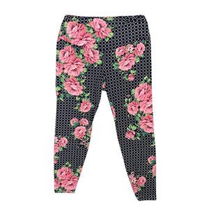 Piphany Womens Floral & Polka Dot Leggings Size Medium Stretchy Soft Polyester B